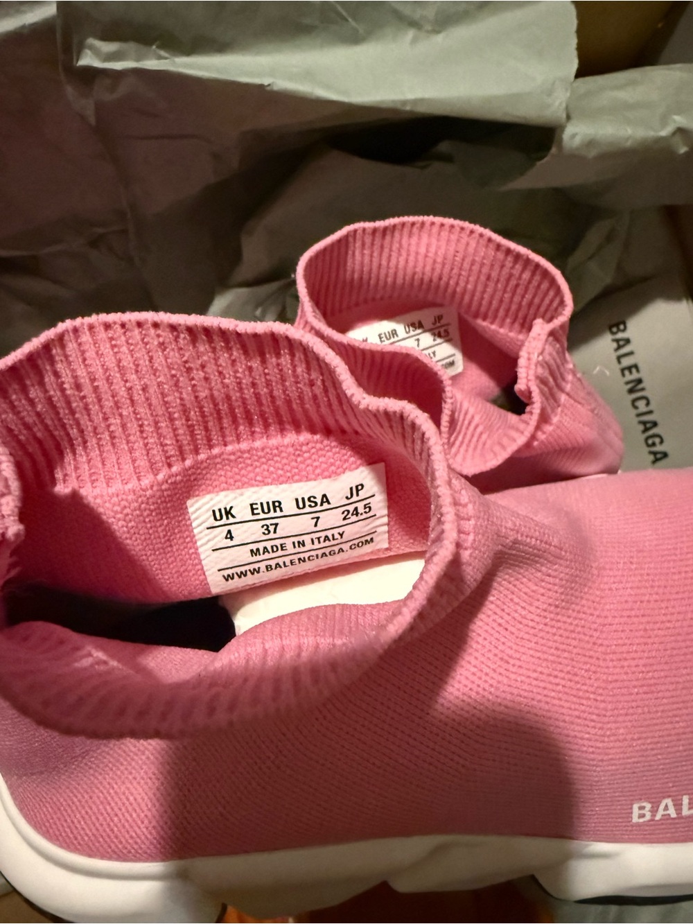 Balenciaga Pink Sock-Style Knit Athletic Sneakers